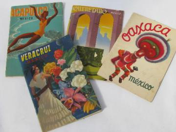 catalog photo of lot of mid-century vintage Mexico tour and travel guides w/litho covers