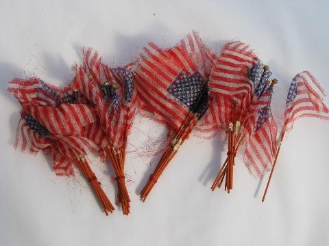 photo of lot of miniature American flags, vintage Japan party picks #1