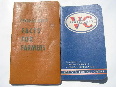 photo of lot of old 1940s farm advertising booklets, farmer's fact and tables etc #2