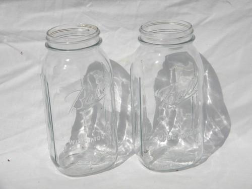 photo of lot of old 2 quart Ball wide mouth canning jars, deco hoosier vintage #1