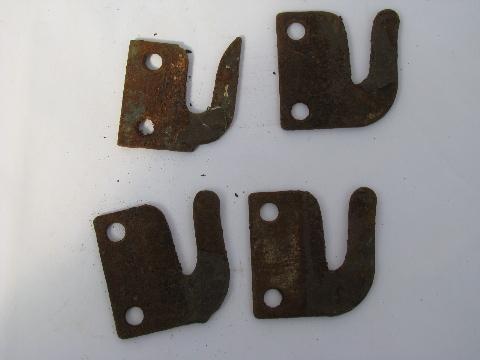 photo of lot of old antique architectural casement window or shutter latches, brass and iron #6