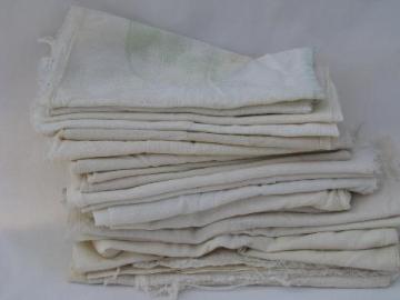 catalog photo of lot of old antique cotton sugar sacks & salt bags, vintage farm primitive fabric