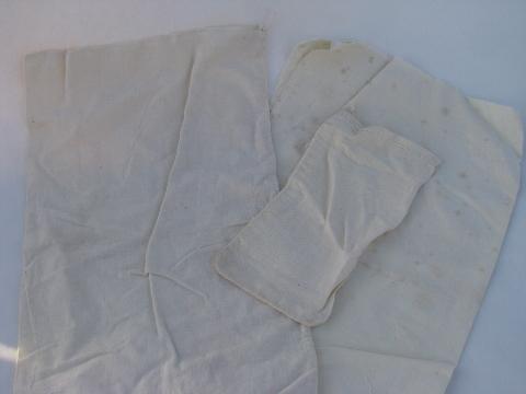 photo of lot of old antique cotton sugar sacks & salt bags, vintage farm primitive fabric #2