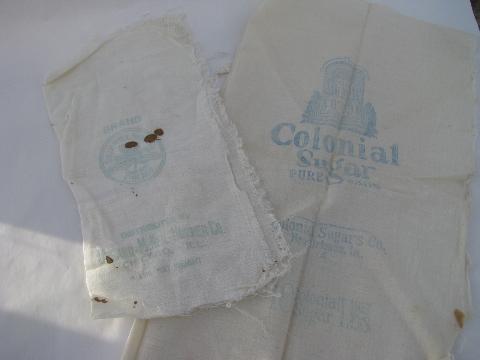 photo of lot of old antique cotton tiny bags & sacks, vintage farm primitive fabric #2