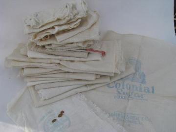 catalog photo of lot of old antique cotton tiny bags & sacks, vintage farm primitive fabric