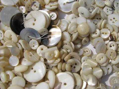 photo of lot of old, antique, vintage mother of pearl shell buttons, tiny to really big! #7