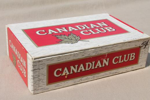 photo of lot of old cigar boxes w/ vintage advertising, Canadian Club, Harvester etc. #4