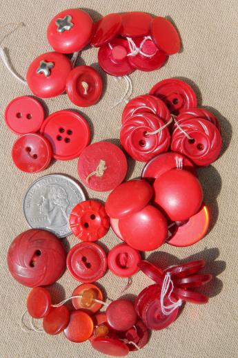 photo of lot of old plastic buttons in vintage flowered print tin sewing box #5