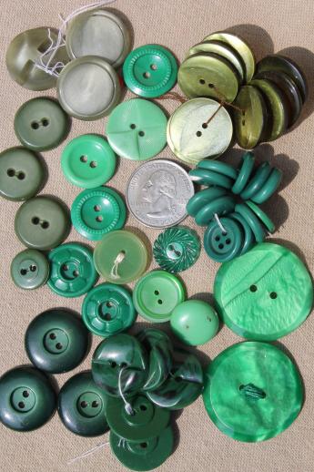 photo of lot of old plastic buttons in vintage flowered print tin sewing box #6