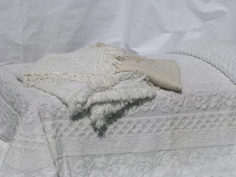 photo of lot of old vintage cotton chenille & candlewick bedspreads #1