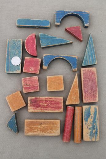 photo of lot of old wood alphabet letter blocks & wood building blocks, 1950s vintage? #4
