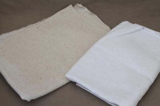 photo of lot of primitive fabrics, natural unbleached off-white & white solid cotton fabric #2