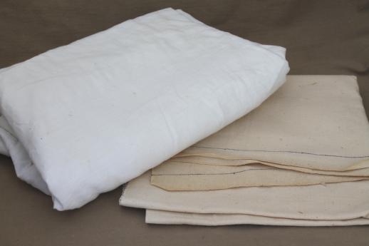 photo of lot of primitive fabrics, natural unbleached off-white & white solid cotton fabric #10