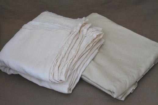 photo of lot of primitive fabrics, natural unbleached off-white & white solid cotton fabric #12