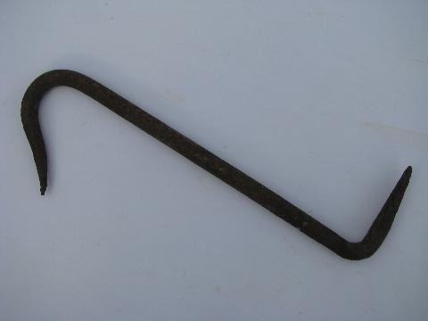 photo of lot of primitive hand forged wrought iron farm architectural and garden hardware hooks #2