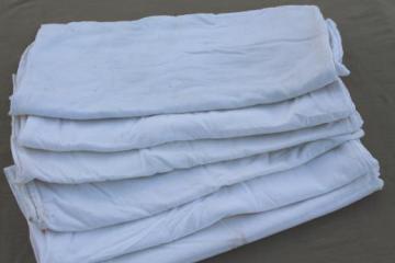 catalog photo of lot of primitive old cotton feed sacks w/ stitching, vintage flour sack fabric