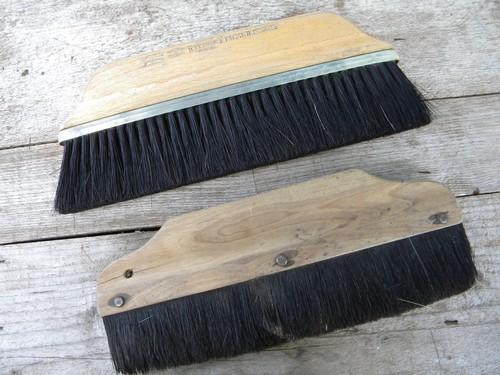 photo of lot of primitive old natural bristle brushes for wallpaper hanging etc #3