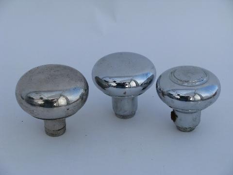 photo of lot of retro art deco vintage chrome doorknobs, architectural salvage hardware #1