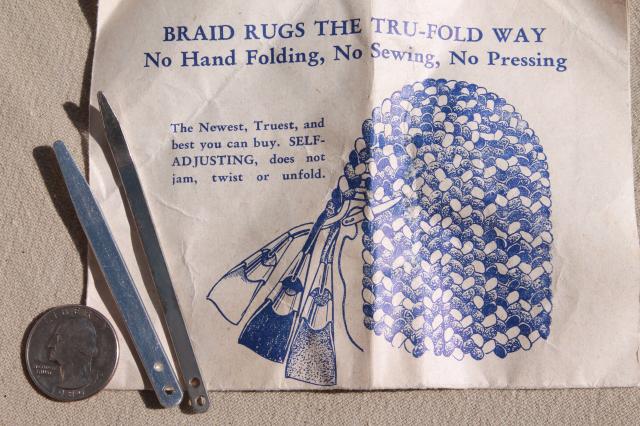 photo of lot of rug making tools, cones & instruction leaflet to make braided rugs #2