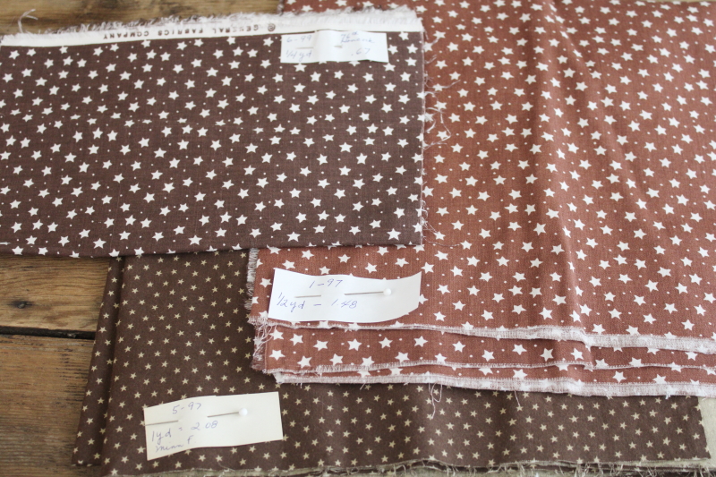 photo of lot of star print cotton quilting fabric lot, 20 pieces primitive style tiny prints  #4