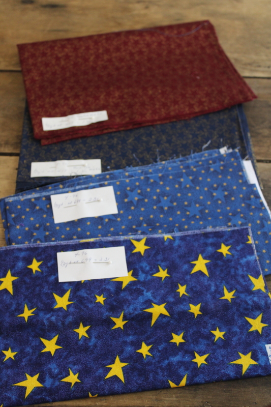 photo of lot of star print cotton quilting fabric lot, 20 pieces primitive style tiny prints  #8