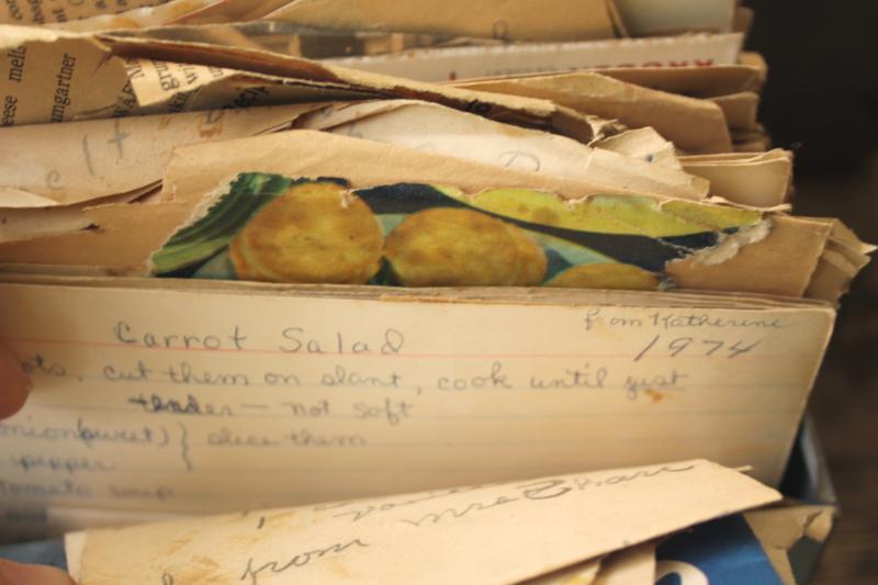 photo of lot of three vintage recipe boxes stuffed full of old recipes, some hand written cards #19