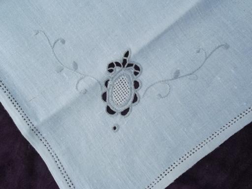 photo of lot of two sets vintage linen dinner napkins, embroidery and hemstitching #3