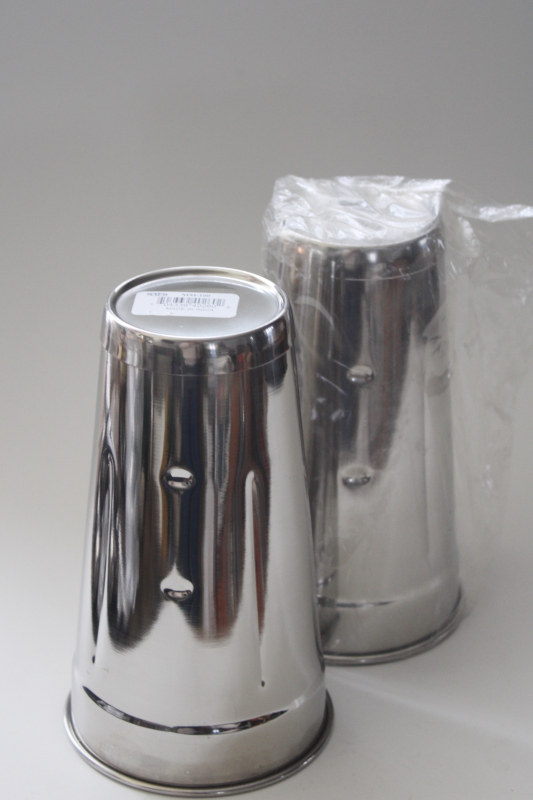 photo of lot of two stainless steel malt mixer cups, new old stock #1