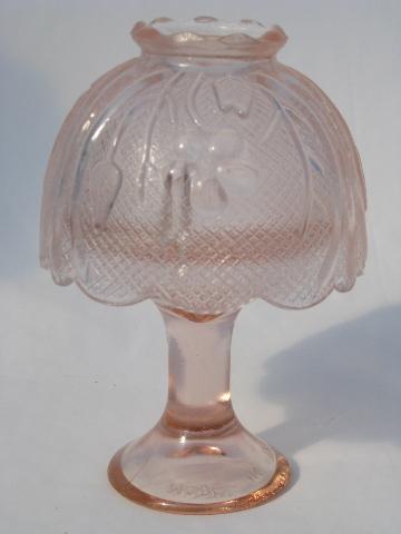 photo of lot of two vintage candle lamps or fairy lights, pink and satin glass #2