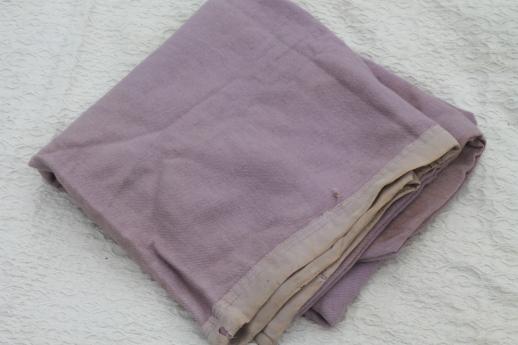 photo of lot of very shabby vintage wool blankets, felted cutting fabric for rugs or crafting #5