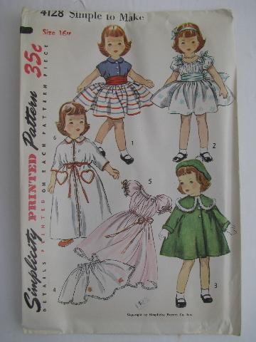 photo of lot of vintage 1940's - 50's sewing patterns, doll clothes period fashion outfits #3