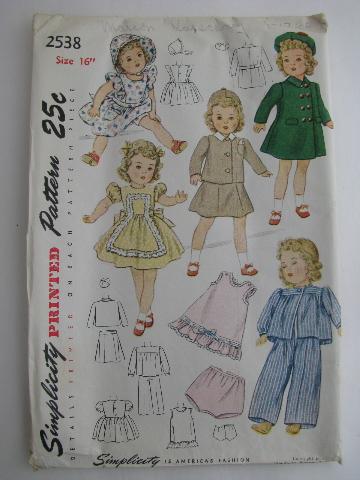 photo of lot of vintage 1940's - 50's sewing patterns, doll clothes period fashion outfits #4