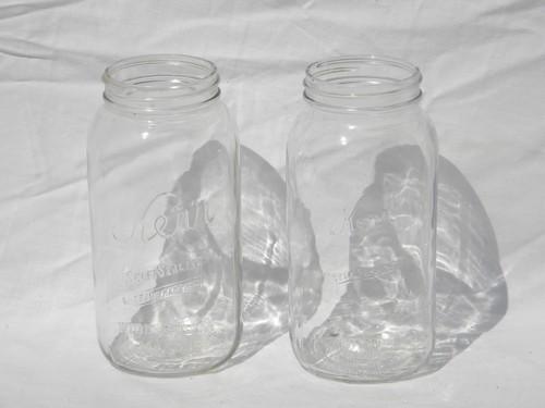 photo of lot of vintage 2 qt Kerr Self Sealing wide mouth canning jars #1