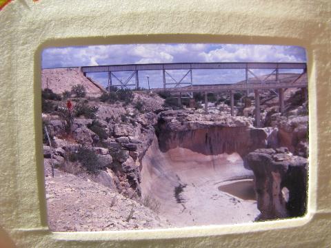 photo of lot of vintage 35mm photo slides of train engine / steam locomotive, steel bridges. #5