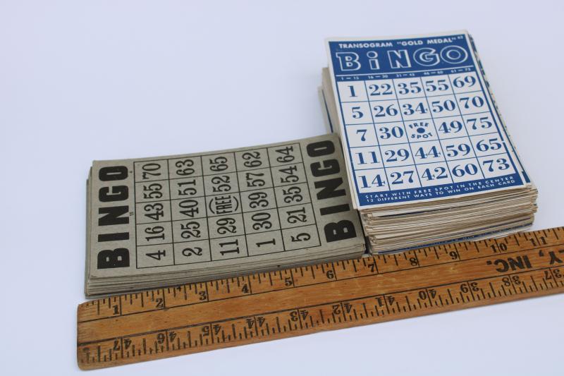 photo of lot of vintage Bingo cards, unused game boards w/ great old graphics & typography #2