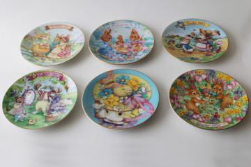 catalog photo of lot of vintage Easter mini collector china plates, 1990s Avon 1991 to 1996