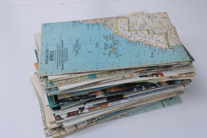 photo of lot of vintage National Geographic maps, US countries world maps, geek posters solar system space #1