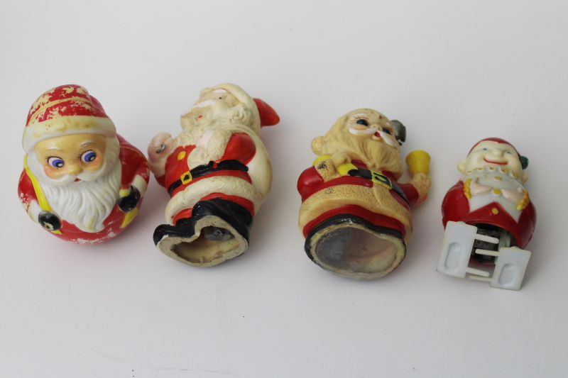 photo of lot of vintage Santa & Christmas elf plastic toys, wind up walkers & roly poly doll #2