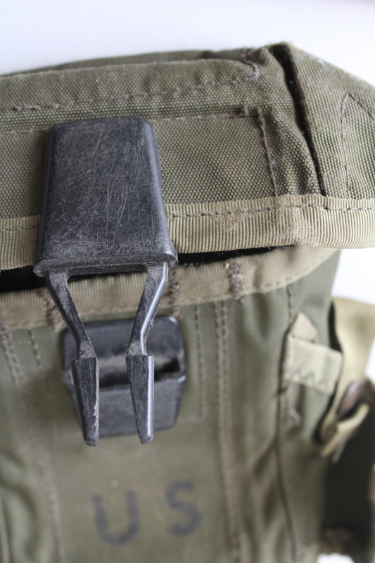 photo of lot of vintage US military bags, beat to hell worn used tactical pouches & drab cotton zipper bag  #2