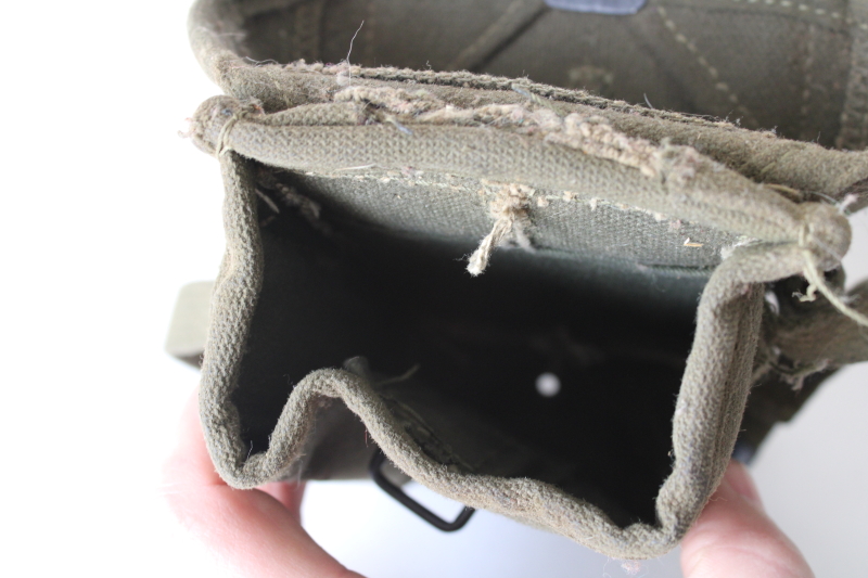 photo of lot of vintage US military bags, beat to hell worn used tactical pouches & drab cotton zipper bag  #6