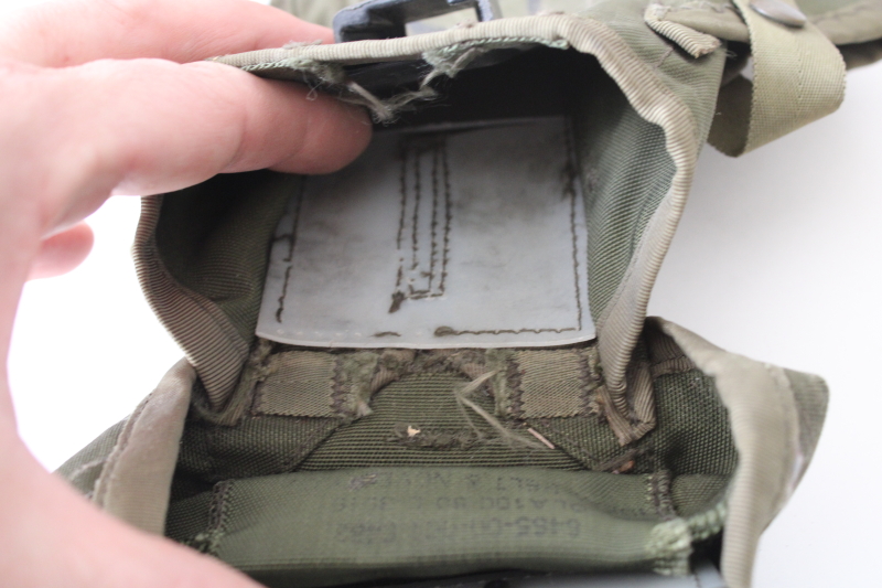 photo of lot of vintage US military bags, beat to hell worn used tactical pouches & drab cotton zipper bag  #15