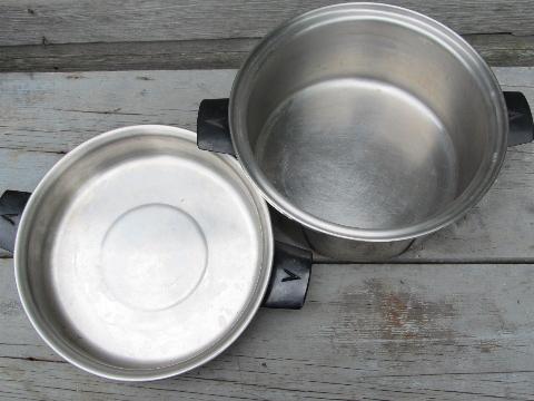 photo of lot of vintage Vollrath cookware stainless steel kitchen pans #5