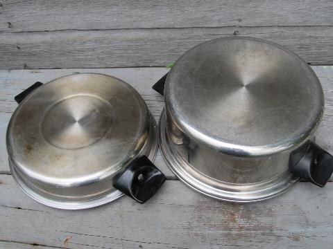 photo of lot of vintage Vollrath cookware stainless steel kitchen pans #6