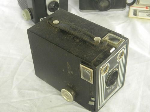 photo of lot of vintage and retro Brownie and Kodak cameras, Hawkeye, Target etc. #2