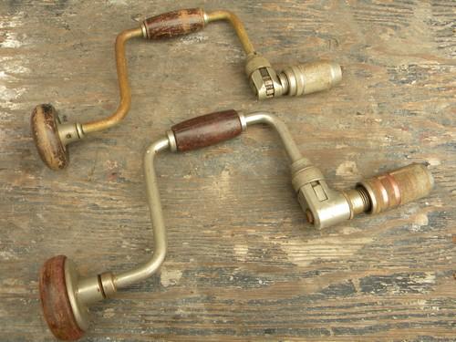 photo of lot of vintage brace & bit tools ratchet hand crank drills, Stanley/Craftsman #1