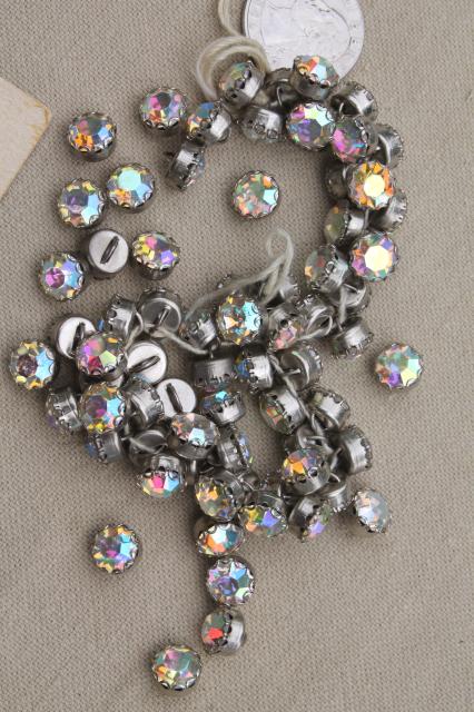 photo of lot of vintage buttons, rhinestone diamond dress buttons, bakelite coat buttons #8