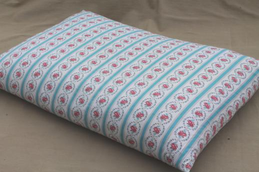 photo of lot of vintage chicken feather pillows w/ pretty cotton ticking and flowered fabric #3