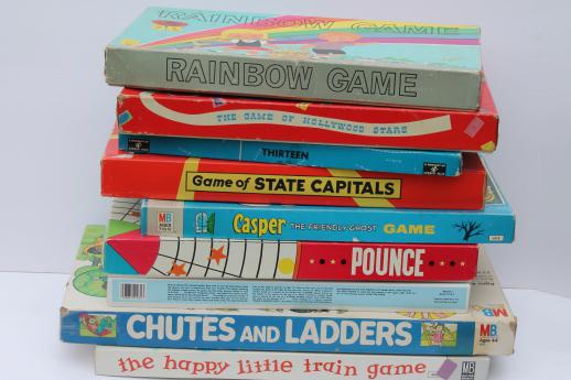 photo of lot of vintage children's games, board game sets & pieces for crafts or replacement parts #1