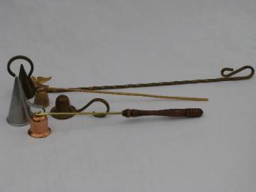 catalog photo of lot of vintage copper and brass candle snuffers