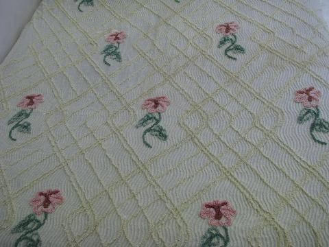 photo of lot of vintage cotton chenille bedspreads, crafts fabric cutting #4